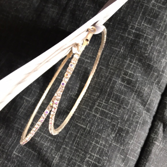 FINAL 💰 3.25 Inch CZ Diamond Hoops NWT - Picture 2 of 4